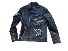 Biker jacke Print Anarchy No Rules Stylisch Motorrad Avantgarde