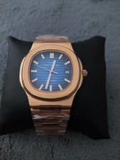 Herren Didun Armband Uhr Automatic Automatik Edelstahl Farbe rosegold blau 41mm