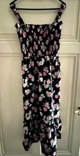 Kleid Maxikleid Blumen Schwarz