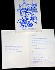 2 x DDR Jugendweihe Einladungskarte 1989 " Otto Grotewohl " Rostock