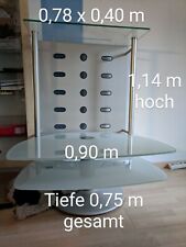 Hifi Rack Glas und Metall, top Zustand, 3 Ebenen, 15 Öffnungen für Kabelverstaug