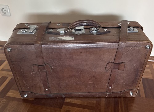 Vintage koffer leder golden - vintage,