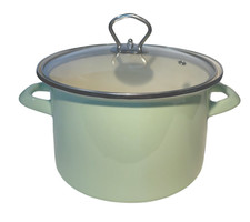 Emailtopf mit Glasdeckel Ø 20