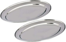2 Stück Edelstahl Partyplatten, Serviertablett ovales Serviertablett - 50 cm