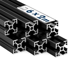 Alu Profil 6 Stück 30x30 2m System-, Montage-, Konstruktionsprofil Nut 8 schwarz