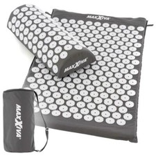 MAXXIVA Akupressurmatte Set 75x42 cm mit Kissen inkl. Tragetasche Grau Yantra