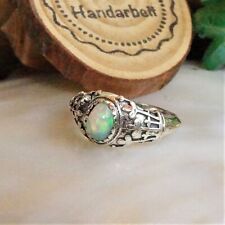 Vintage Verspielt 925er Silber Ring 51 54 59 Welo Opal Weiß Feueropal Multicolor