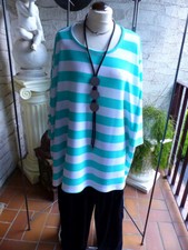 3797 Yakoot by AKH Fashion Shirt  grün-weiß Lagenlook Oversize Mode One Size