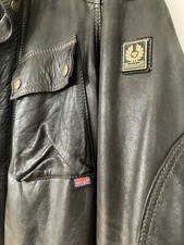 Belstaff Trialmaster Leder Jacke, Goldlabel, 44, schwarz-braun