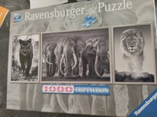 Ravensburger Puzzle 1000 Teile Triptychon Wildtiere Panther Löwe Schwarz Weiß