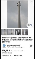 2 x Sonnensegelmast Edelstahl 