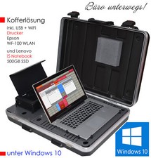 BÜRO UNTERWEGS PROFI KOFFER i5 LENOVO NOTEBOOK SSD DRUCKER EPSON WF100 WIN 10