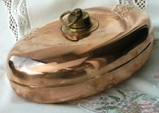 antike Wärmeflasche Kupferflasche Bettflasche Reinkupfer Messing Stempel SELTEN