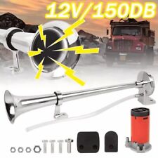 12V 150DB Fanfare Hupe Druckluft Horn Nebelhorn Chrom mit Kompressor für LKW PKW