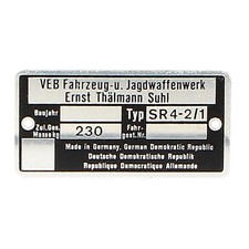 Typenschild Simson SR4-2/1