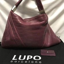 LUPO Große Plissee Leder Handtasche Lila Antik Selten Unikat Vintage