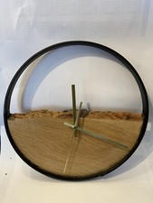 Wanduhr Handgemacht Eisenring Holz  Eiche KEIN TICKEN leise