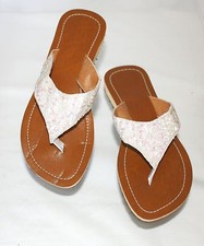 Sandalen Pailletten weiß rose