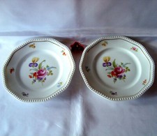 2 Rosenthal Teller Perlrand Sommerstrauß Ø 19,4 cm Kuchenteller goldrand /ea 778