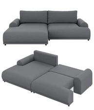Ecksofa Lounge Schlaffunktion Bettkasten moderne L-Couch Ecke Links Dunkelgrau