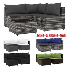 Garten Lounge Set mit Kissen Gartensofa Ecksofa Gartenmöbel Lounge Poly Rattan 