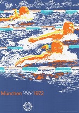 Olympische Spiele 1972 München Motiv "Schwimmen" A1 Plakat Otl Aicher OLYMPIA