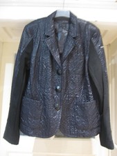 Langarm-Blazer, Leder-Optik/Stoff-Einsätze "AIRFIELD" schwarz, Gr. 42, NEU