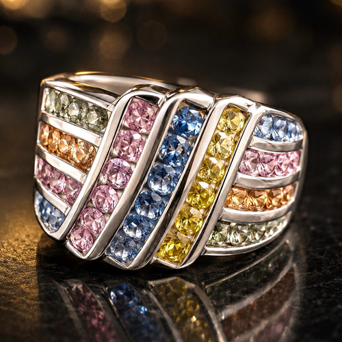 585 weißgold ring mit bunten - 585,