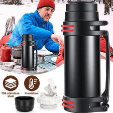 Thermosflasche 1,6L,Doppelwand Edelstahl Isolierflasche,Thermoskanne mit Becher