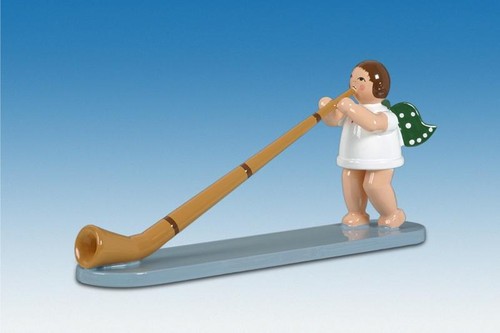 Holzfigur engel mit alphorn - holzfigur,