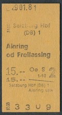 ÖSTERREICH DEUTSCHLAND Bahnticket Salzburg Hbf (DB) Ainring 15 Schilling CH3097