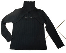 toller Rippen Rollkragen Pullover 40 schwarz Glitzersteine sexy Ausschnitt