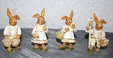 Ostern Osterhasen 4erSet verschiedene Motive 9,5 - 9,7 cm Polyresin Dekoration