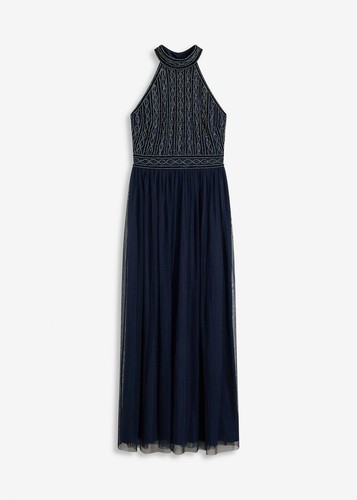 Maxikleid mit perlenstickerei - maxikleid,