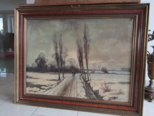 Original E. Grüttner altes  Ölbild Winterlandschaft  signiert