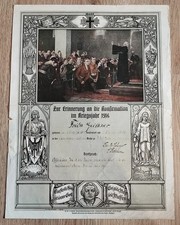 alte Urkunde - Konfirmation im Kriegsjahr 1916 - Eisernes Kreuz - 36 x 27cm- WKI