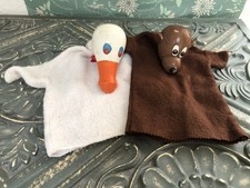 zwei Handpuppen Holzkopf DDR