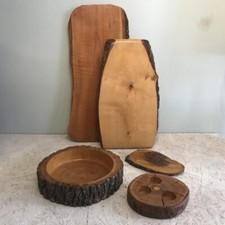 Set Schneidbretter & Schalen Holz Rinde Brettchen vintage Schinkenbrett Schüssel