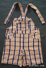 Retro Vintage kurze Latzjeans orange/blau kariert H&M Gr.110 tolle Farben