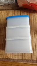 Tupperware Stapelei XS20 3er-Set blau Desert-Förmchen rechteckig Neu