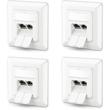 4x CAT 6a Netzwerkdose Unterputz 360° Kabelführung 2x RJ45 LAN Buchse Geschirmt