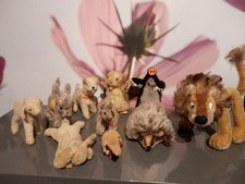 10 Stofftiere, Stofftiersammlung, sehr alt, antik