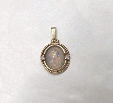 Anhänger Charm 14k 585 Gold Opal Brillanten Vintage