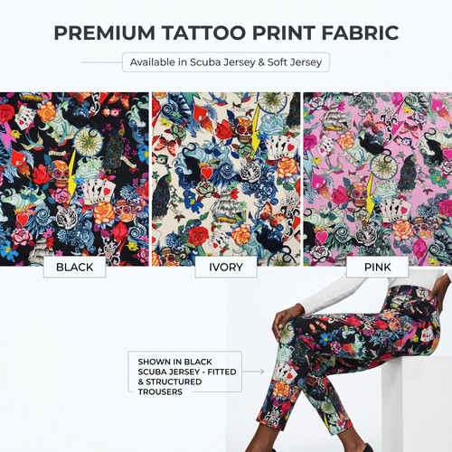 Tattoo print jersey stoff - tattoo,
