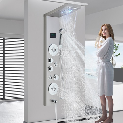Edelstahl duschpaneel mit led - mit,