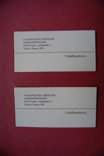 2 Visitenkarten Deutsche Volkspolizei; Verkehrspolizei, Unfallbearbeiter Zossen_