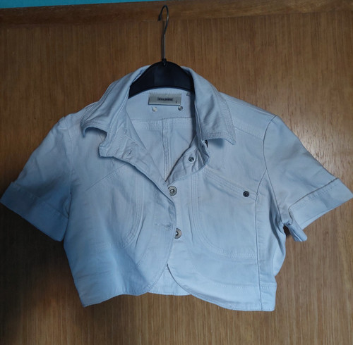 Jeansjacke bolero weiß mango - jeansjacke.,