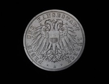 3 Mark Freie und Hansestadt Lübeck 1911 Silber Kaiserreich