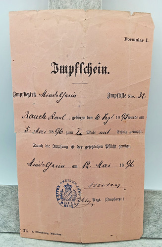 Impfschein mindelheim 1896 - mindelheim,