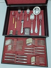 Christofle Alfenide Pompadour Tafelsilber Besteck Kasten versilbert 56 teilig 